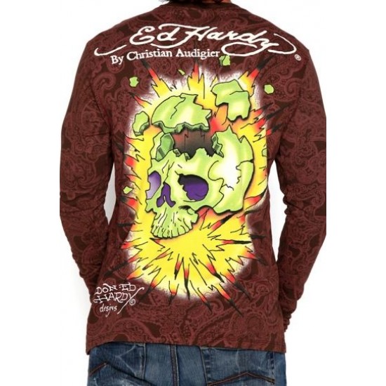 Hot Ed Hardy Exploding Skull Specialty Multiprint Tee