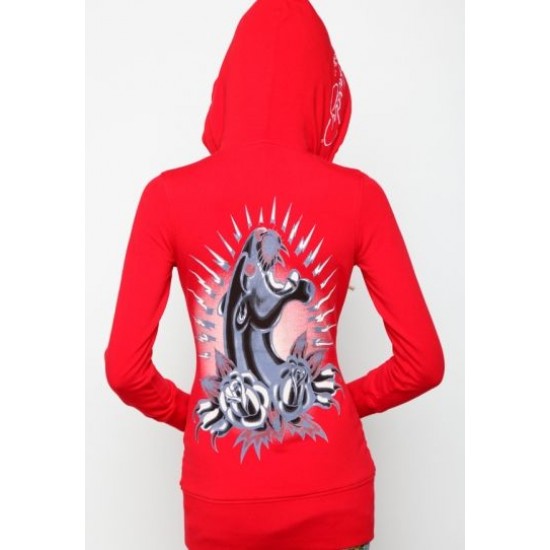 Hot Ed Hardy Panther And Roses Tunic Hoody